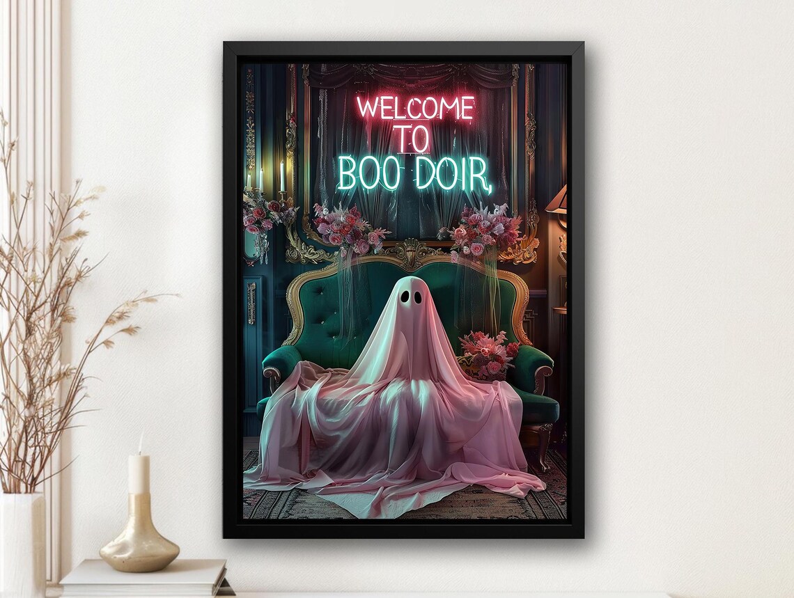 Boo Ghost Art Print, Cute Halloween Room Decor