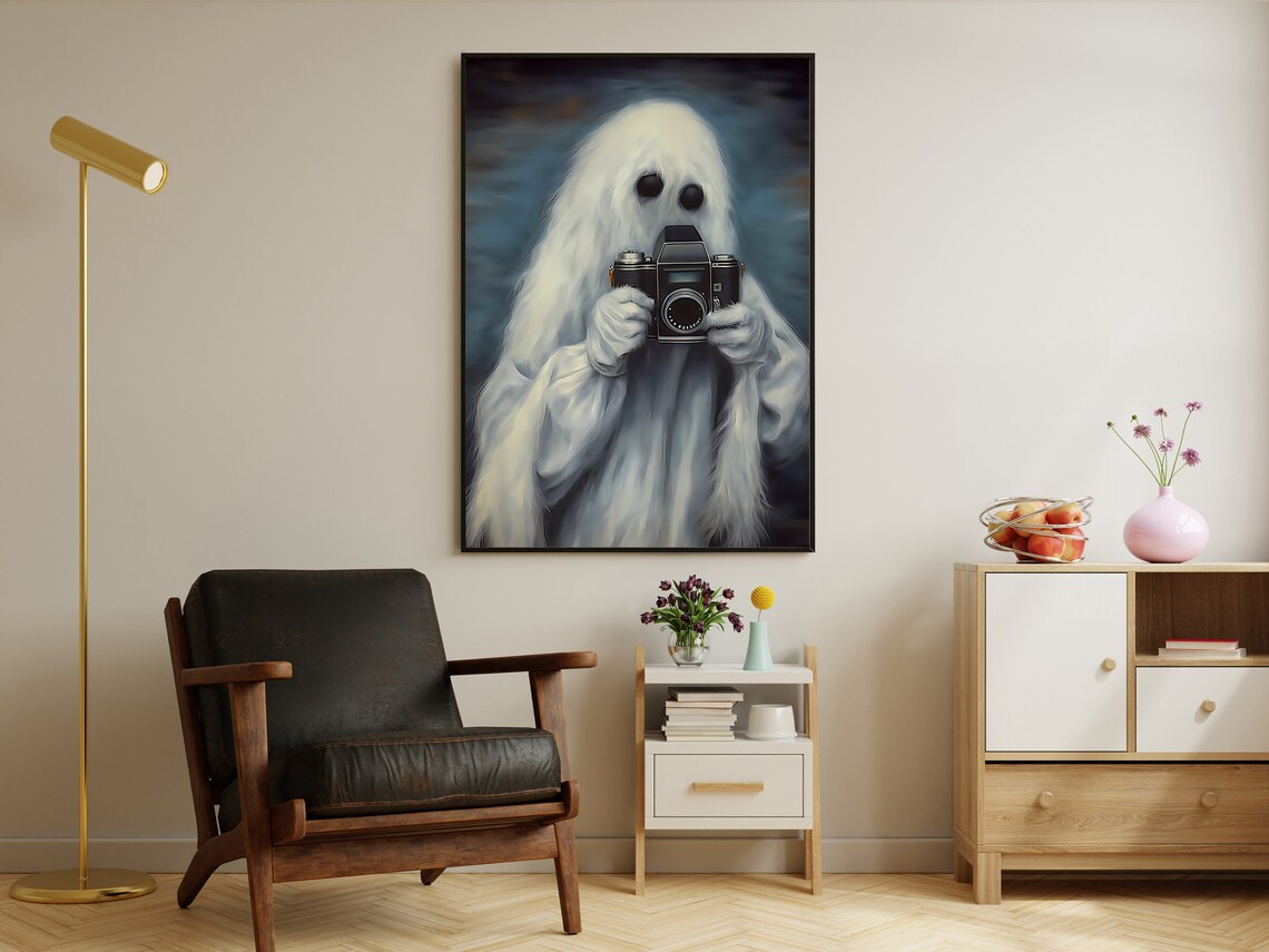 Vintage Ghost Photographer, Dark Gothic Halloween Art Print - Image 4