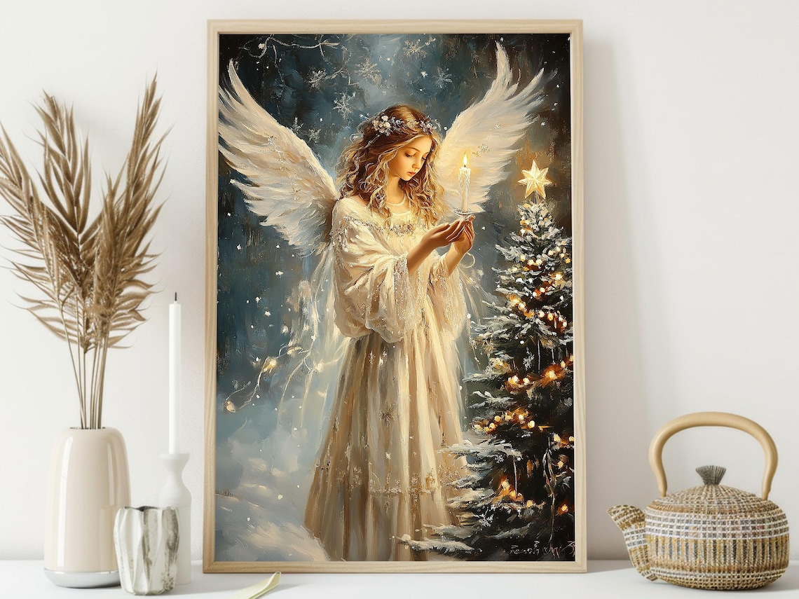 Vintage Christmas Angel Spiritual Wall Art Print - Image 4