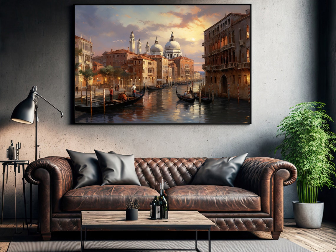 Classic Mid Century Venice River Painting Art Print Retro Nostalgia Architecture Poster Print - Image 3