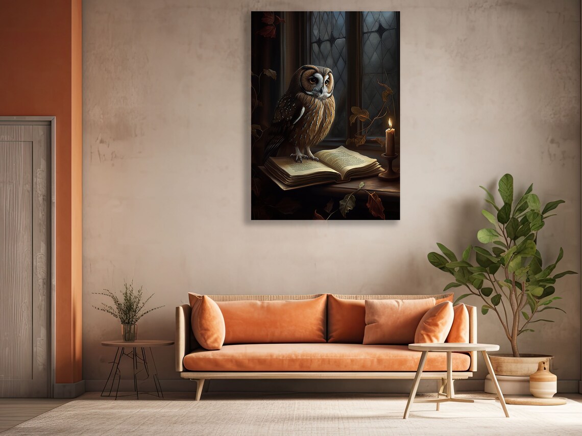 Vintage Owl Art Print, Gothic Dark Academia Style - Image 3