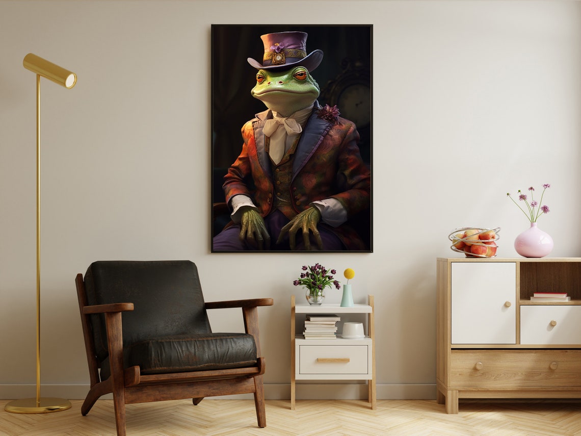 Dandy Frog Top Hat Victorian Gentleman Suit Portrait Art Poster - Image 2