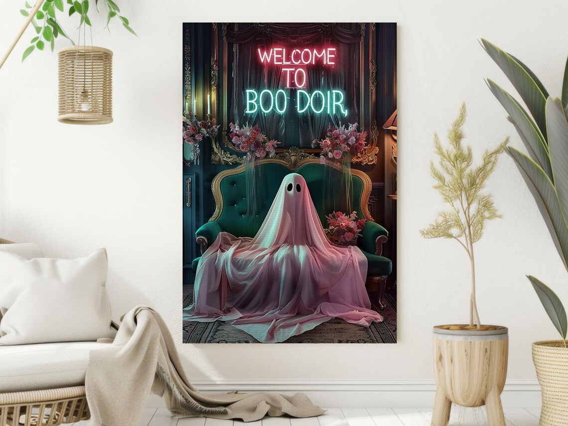 Boo Ghost Art Print, Cute Halloween Room Decor - Image 2