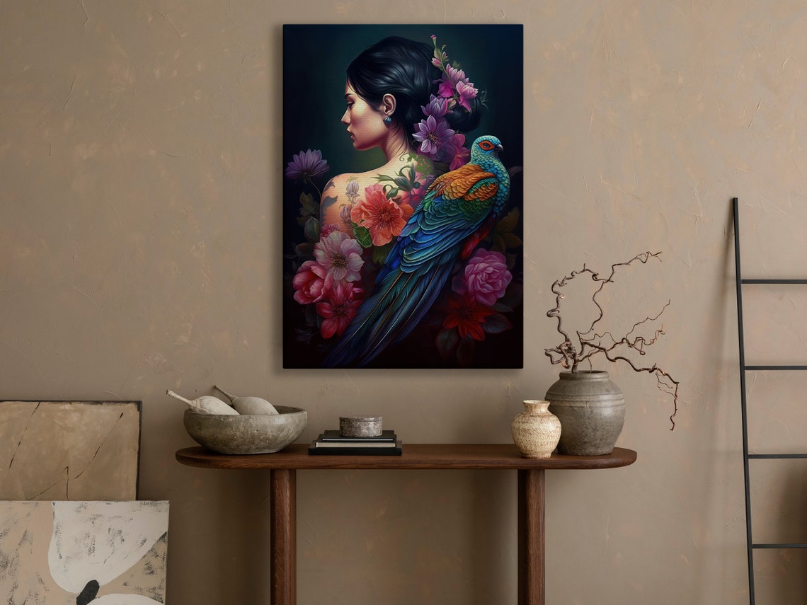 Vintage Tattoo Woman Painting Artist Woman Art Print Tattoo Print Dark Academia Art Gothic Art Print Dark Woman Poster Print - Image 4