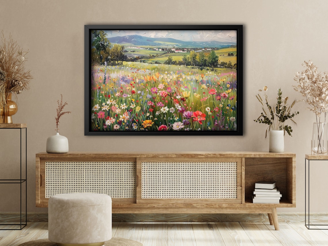 Cottage Wild Flowers Field Painting, Rustic Poster Print - Image 4