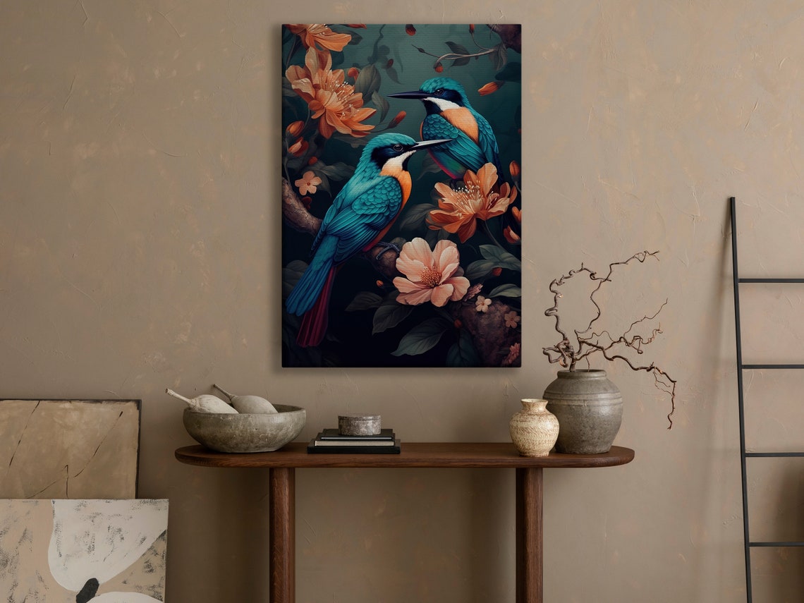Vintage Floral Bird Painting Bird Art Print Bird Print Bird Poster Print Flowers Wall Decor Animal Art Print Botanical Painting - Image 4