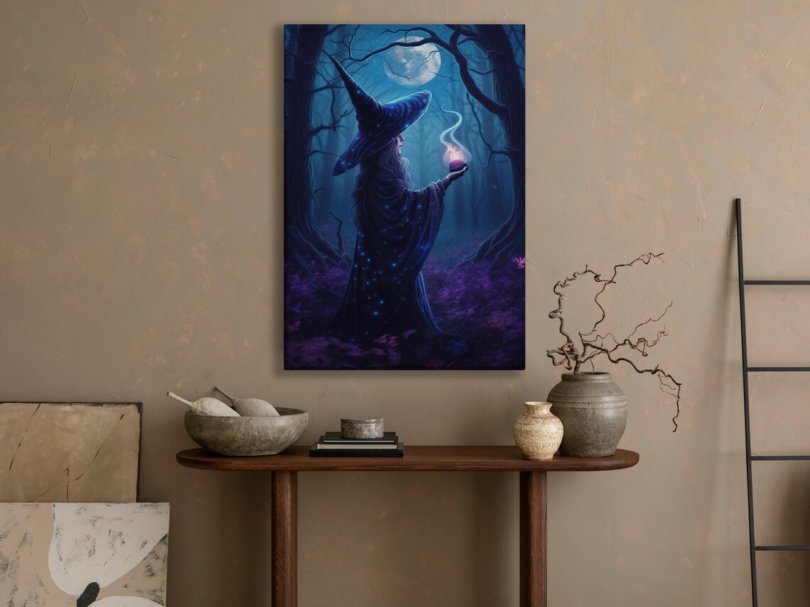 Magic Forest Witch Gothic Halloween Art Print - Image 4