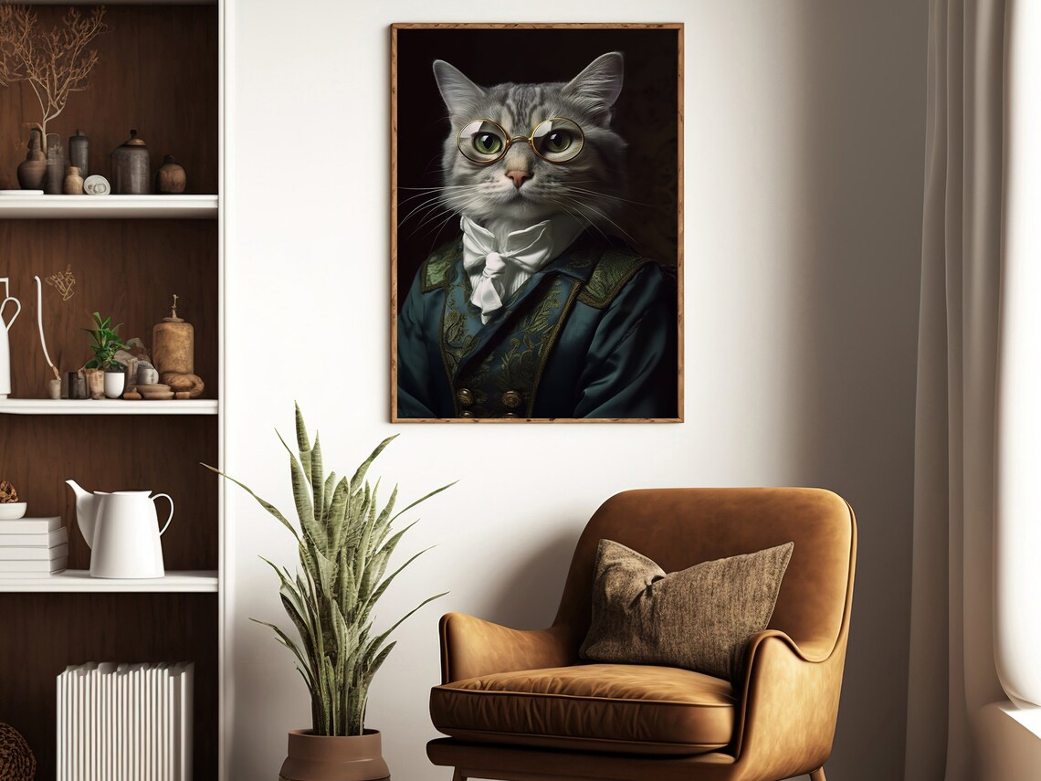 Vintage Gothic Cat Portrait, Dark Cat Art Print - Image 3