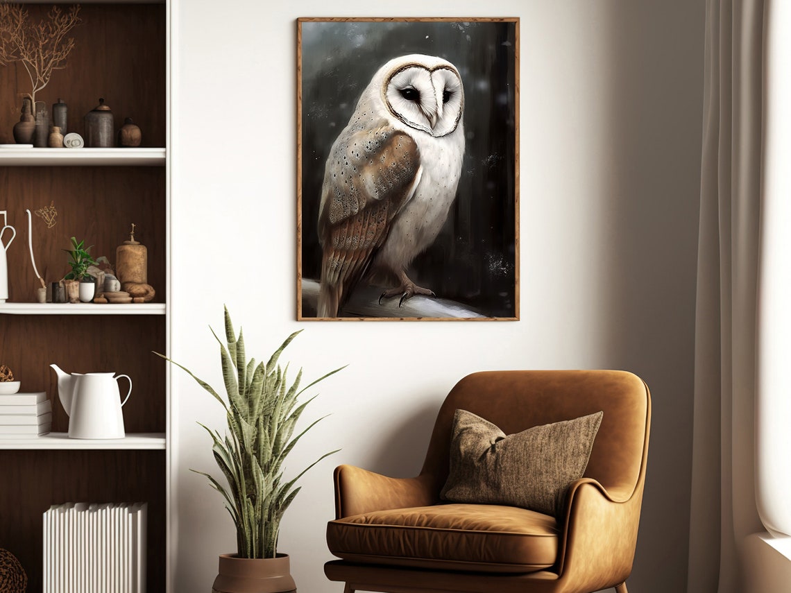 Vintage Owl Painting Winter Owl Art Print Snowy Owl Print Gothic Art Print Dark Academia Art Winter Animal Poster Print - Image 4