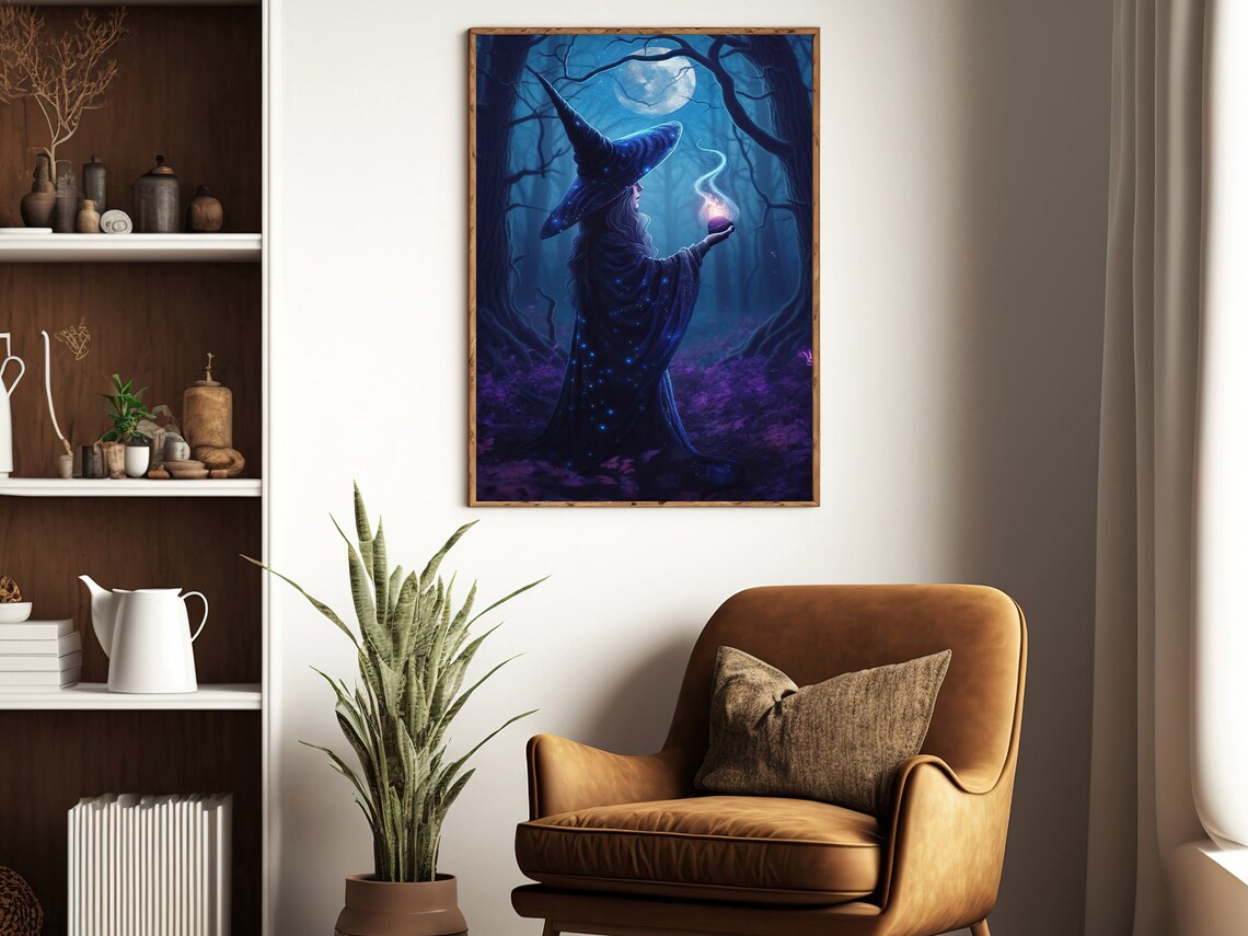Magic Forest Witch Gothic Halloween Art Print - Image 2