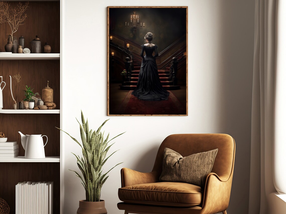 Victorian Woman, Gothic Dark Academia Art Print - Image 3