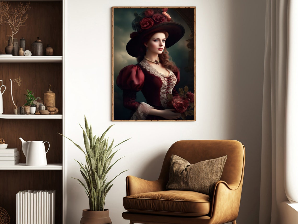 Retro Victorian Woman Painting Victorian Woman Art Print Victorian Woman Print Gothic Woman Art Print Victorian Poster Print - Image 4