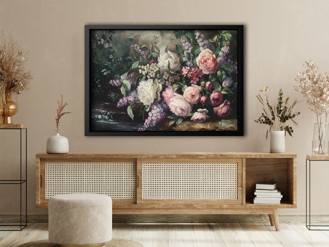 Moody Roses And Lilac By Dark Stream Romantic Floral Art Poster - Image 4