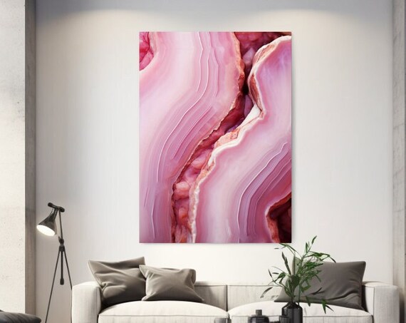Gem Stone Crystal Abstraction I Pink Print Aesthetic Home Decor Wall Art Gift Room Decor Wall Hanging Luxury Design
