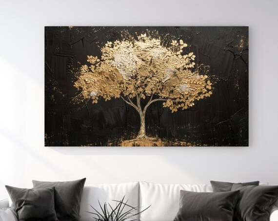 Abstract Gold Tree Painting Picture Print Home Decor Wall Art Gift Room Decor Design Wall Hangings