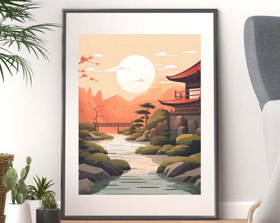 Zen Garden Wall Art Japandi Style Modern Home Decor