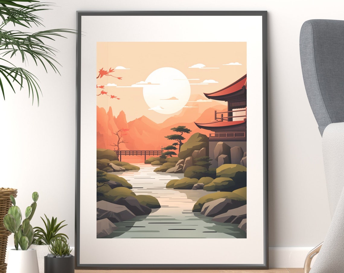 Zen Garden Wall Art Japandi Style Modern Home Decor