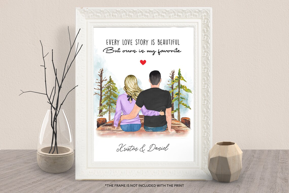 Personalised Couple Print Love Print Couple Gift For Man Or Woman Print Couple Portrait Customized Couple Gift For Boyfriend Print Newlyweds