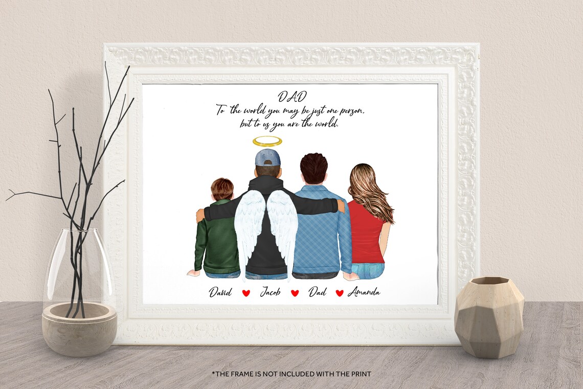 Custom In Heaven Memorial Portrait, Sympathy Print
