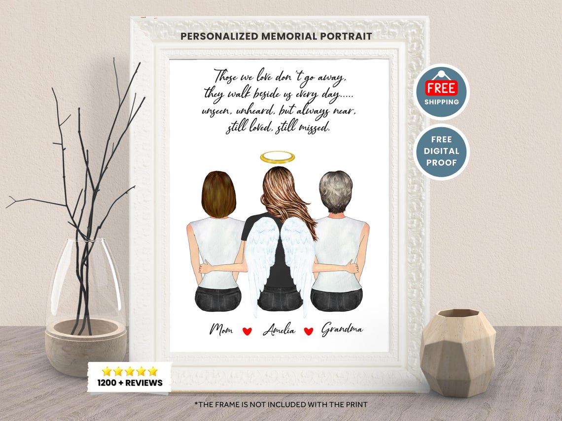 Personalized Three Generations Memorial Family Keepsake Print