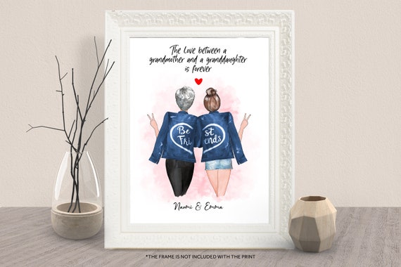 Personalized Grandma Granddaughter Best Friends Gift Art Poster