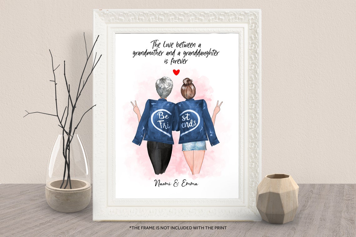 Personalized Grandma Granddaughter Print Custom Grandma Presents From Granddaughter Best Friend Grandma Personal Christmas Gift Grandkids