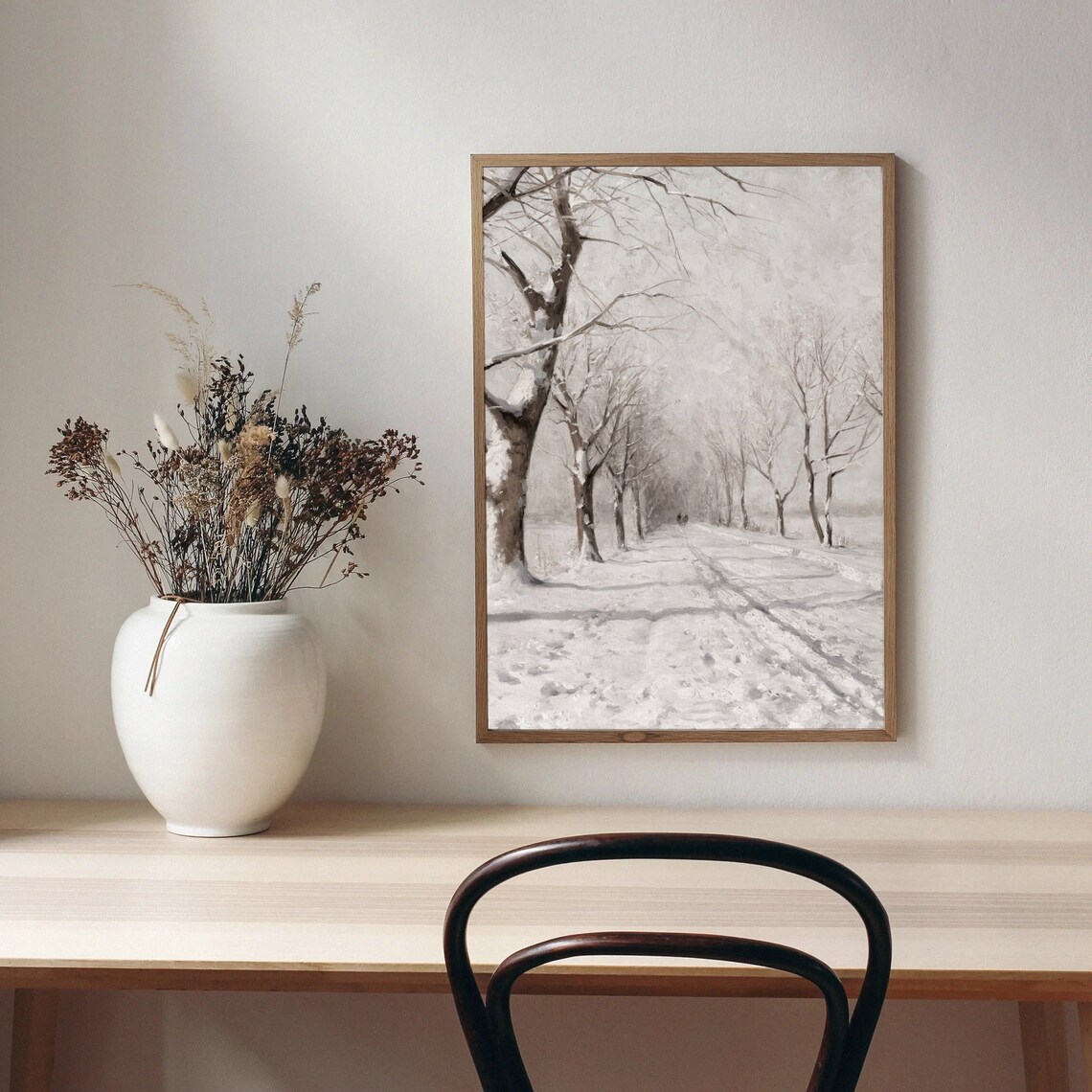 Winter Lane Vintage Snowy Landscape Art Print - Image 3