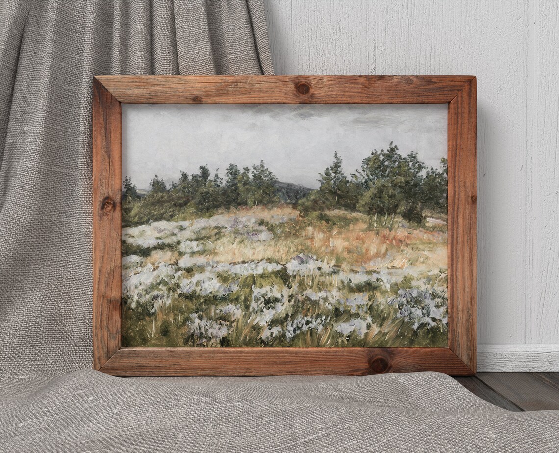 Field of Heather Vintage Nature Landscape Art Print - Image 3