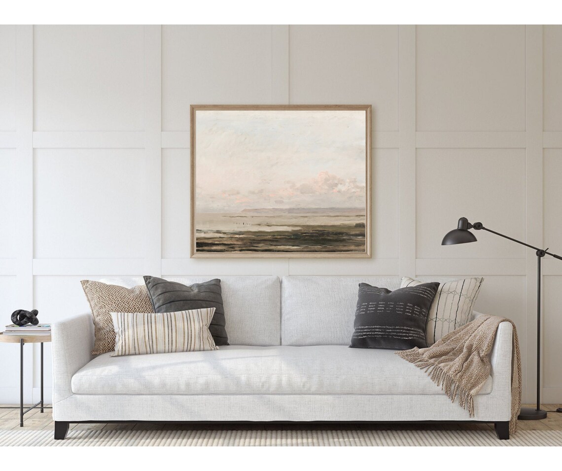 Hazy Beach Vintage Coastal Seascape Art Print - Image 3