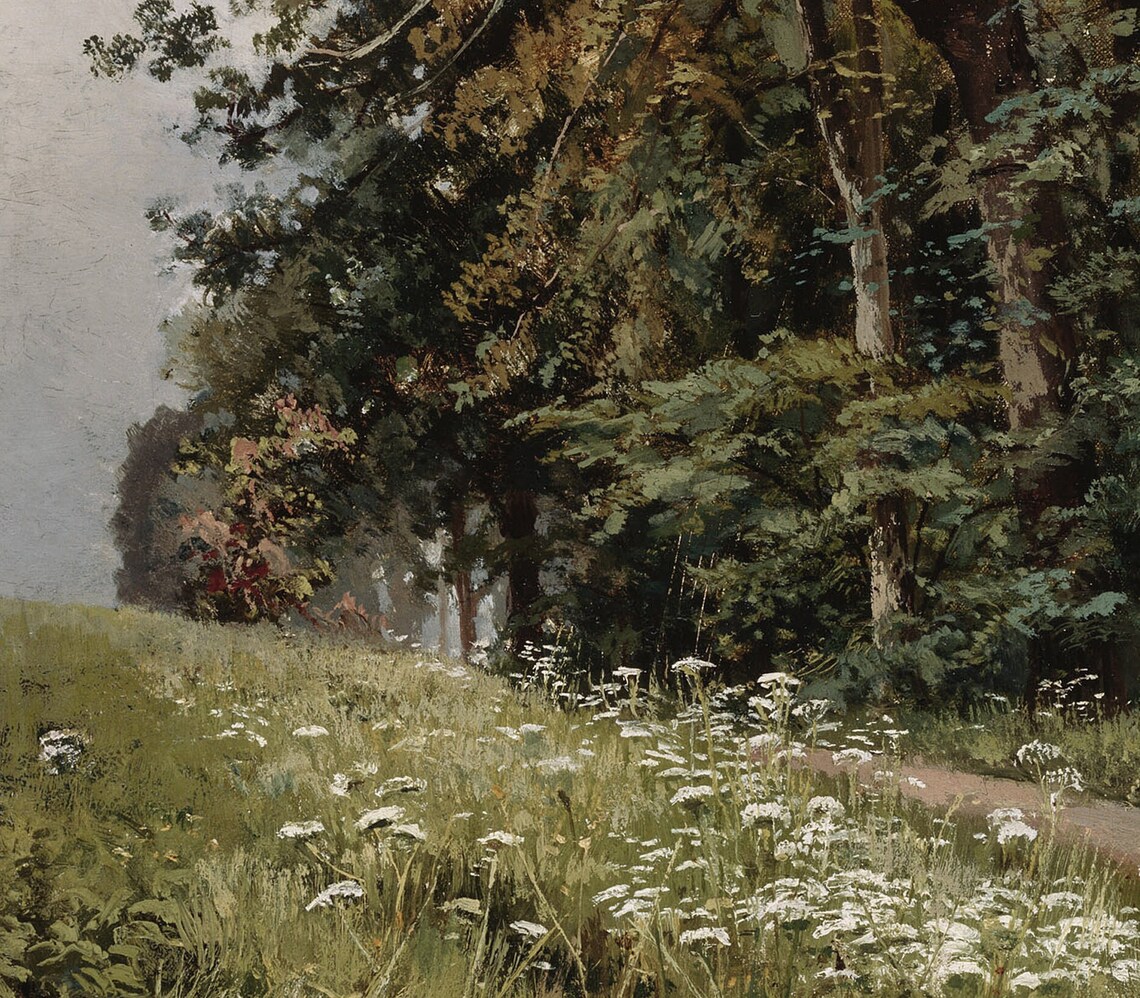 Flower Field Near Woods Vintage Nature Art Print - Image 3
