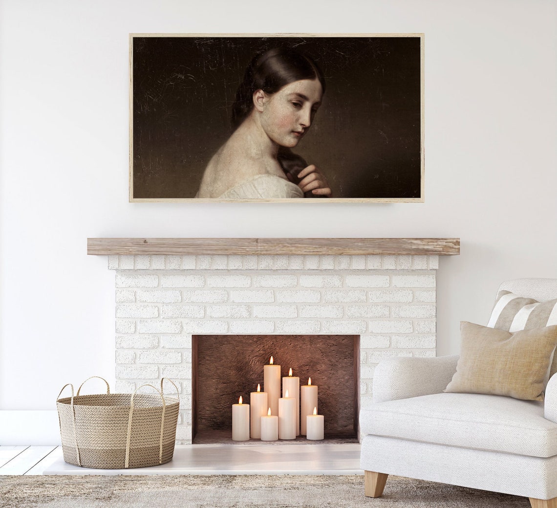 Young Woman In White Art Print - Image 3