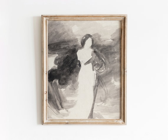 Abstract Woman Vintage Watercolor Art Print
