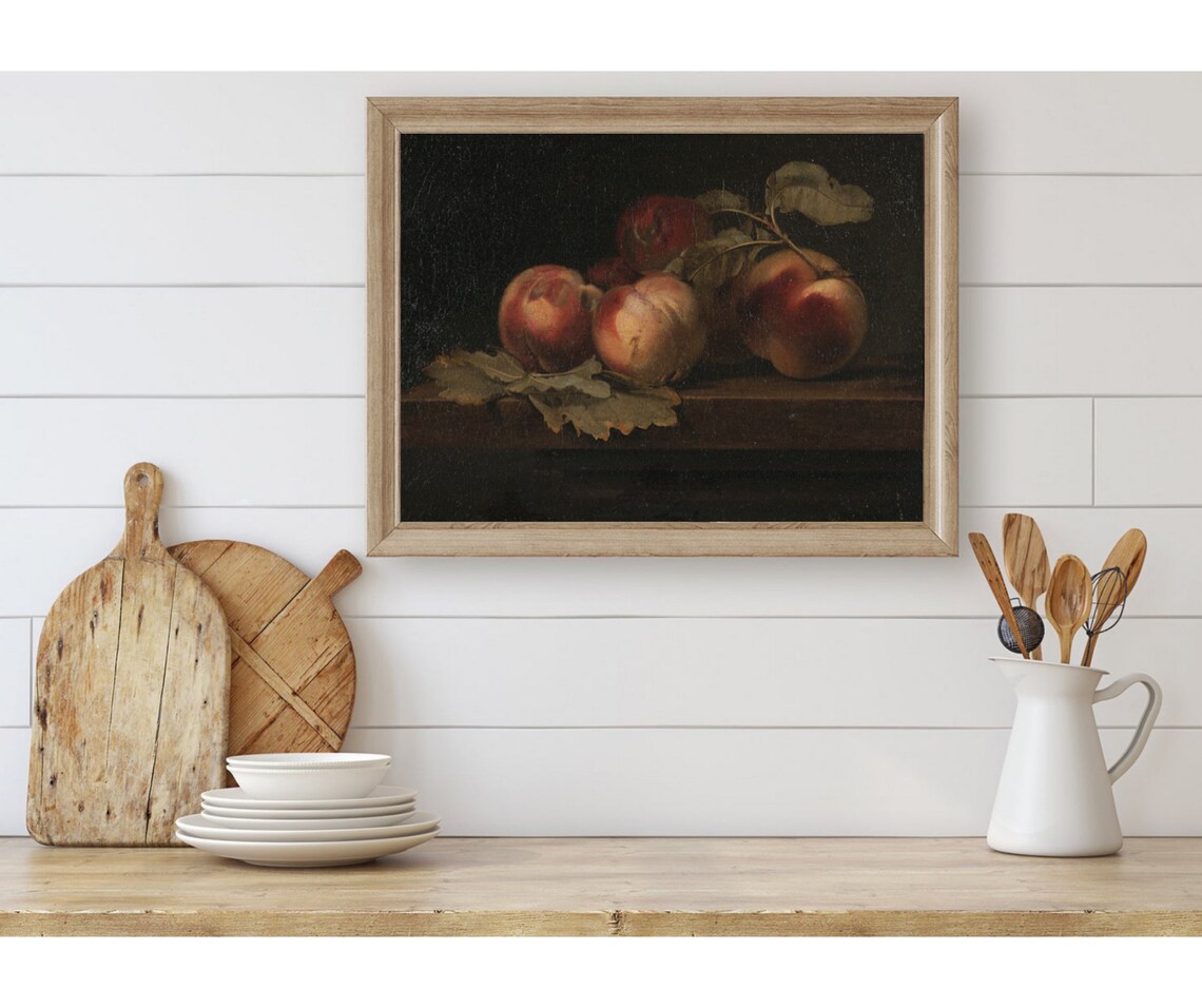Still Life With Peaches Vintage Fruit Art Print - Image 4