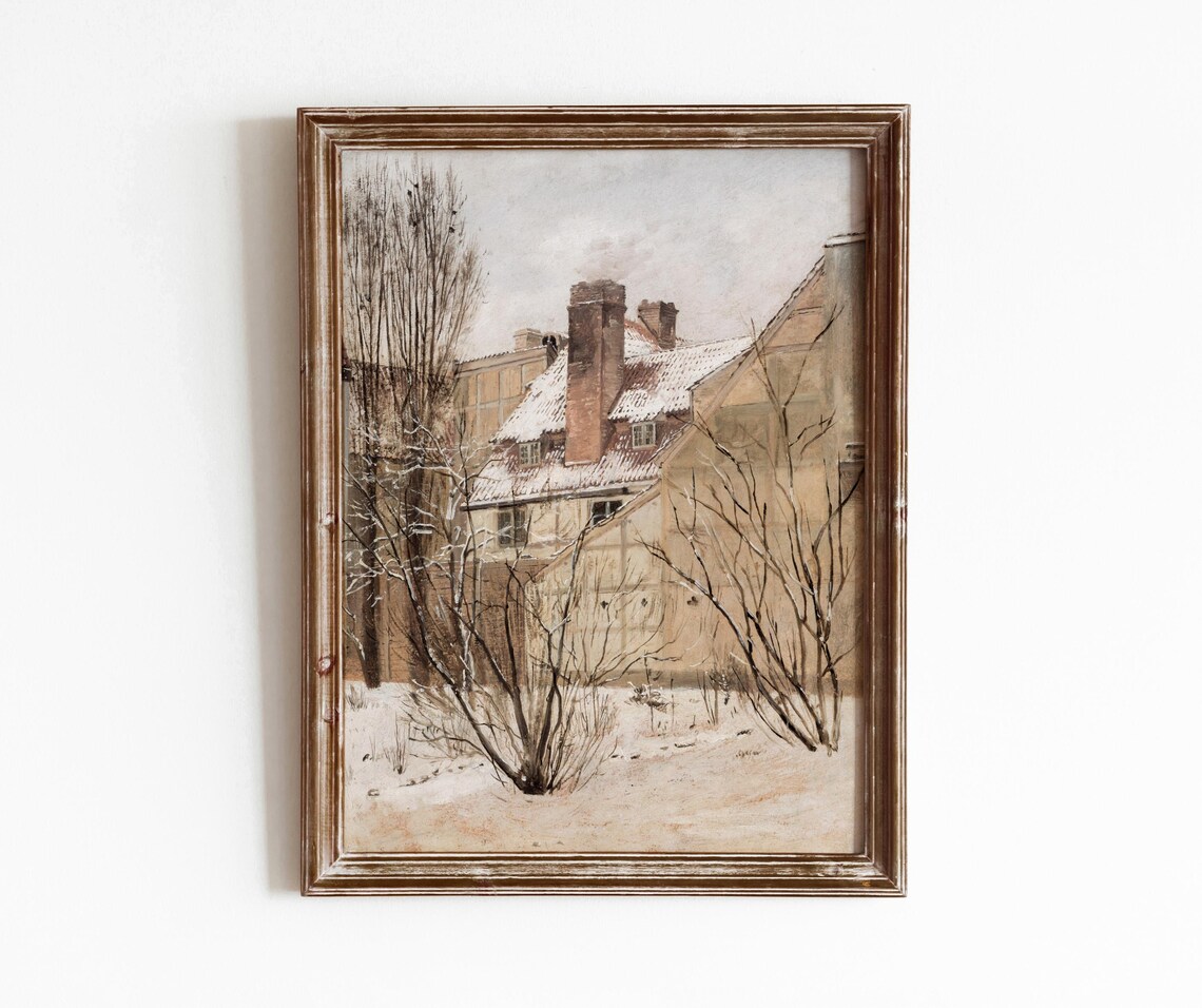 Garden In Winter Vintage Danish House Art Print