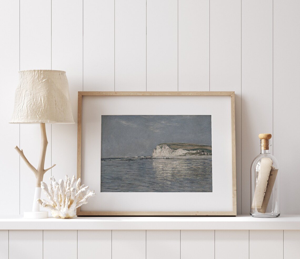 White Cliff Vintage Coastal Landscape, Art Print - Image 2