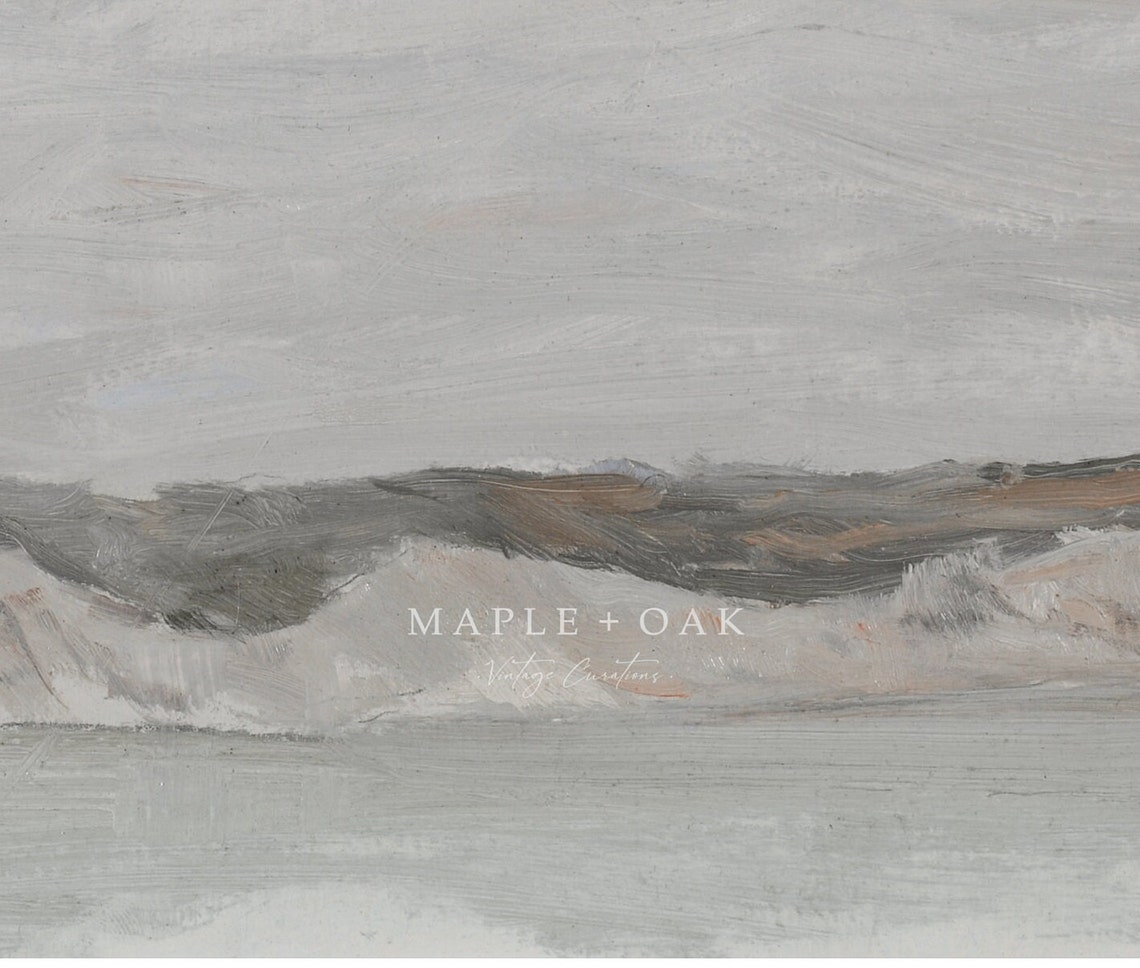 Grey Minimal Coastal Scene White Chalk Cliffs Calm Sea Horizon Poster - Image 2