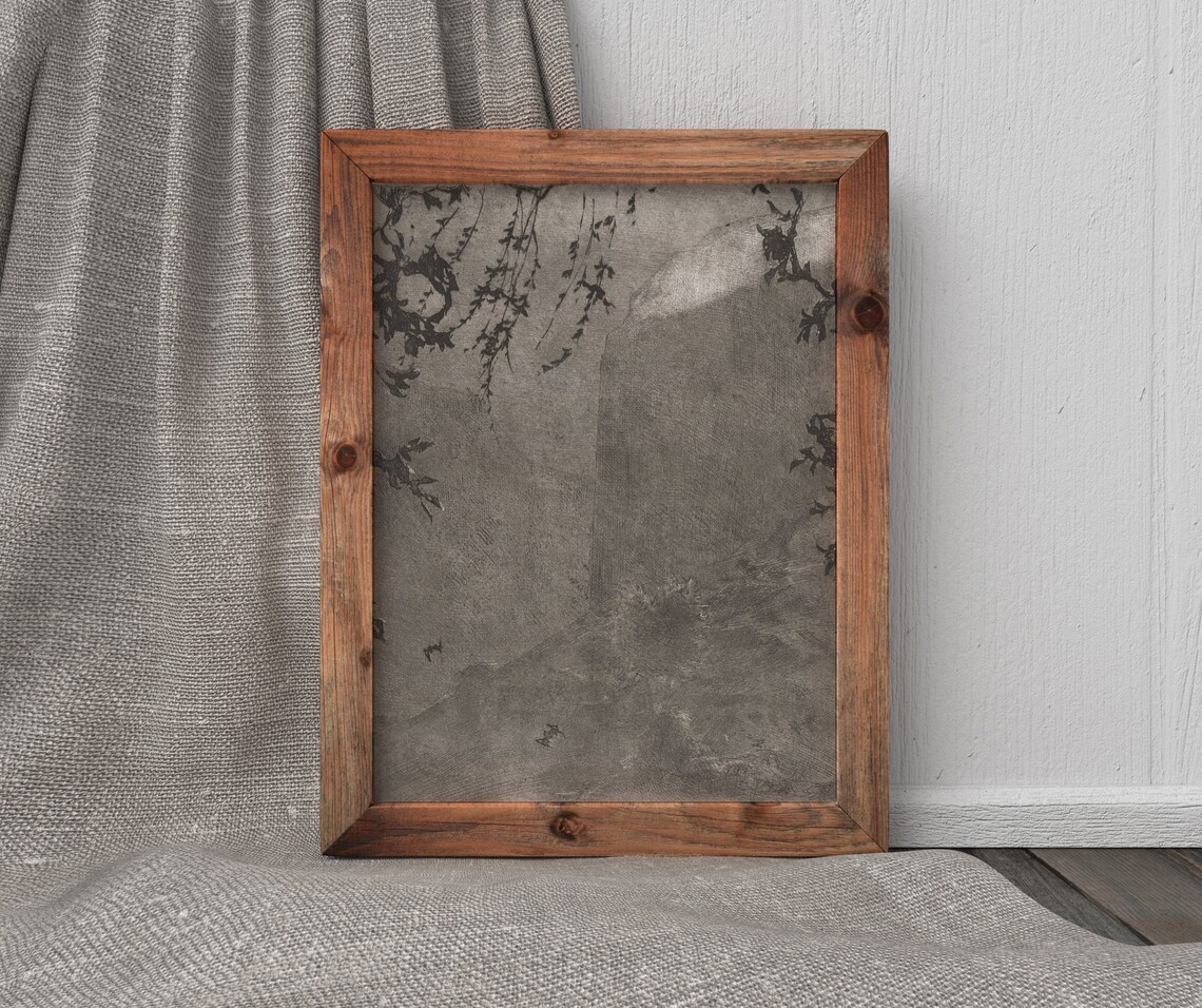 Nightfall Vintage Grey Abstract Painting Art Print - Image 4