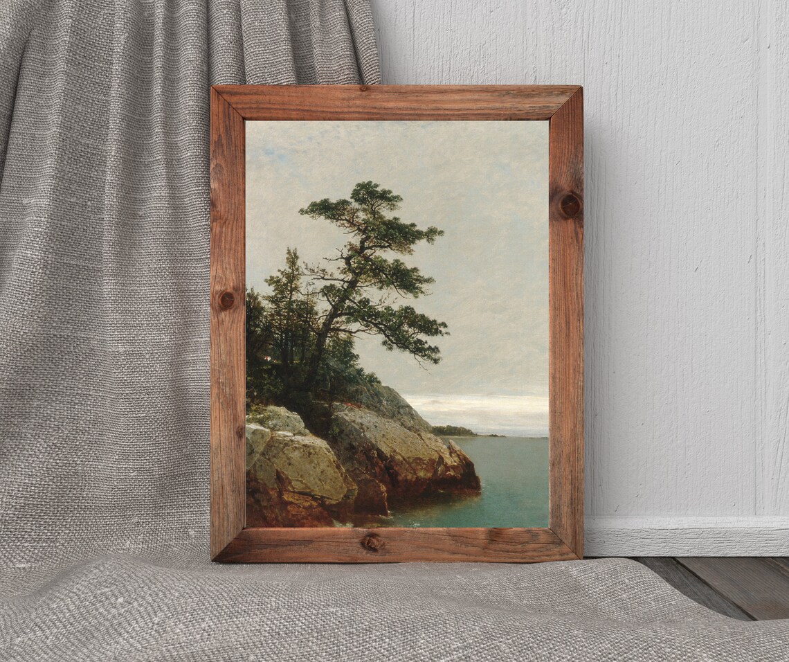 Rocky Shore Vintage Coastal Landscape, Atlantic Ocean - Image 3