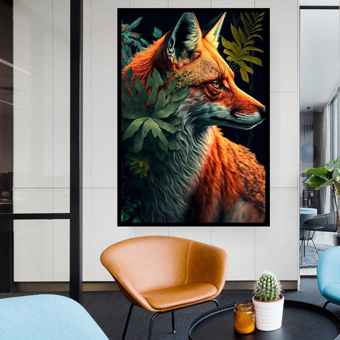 Red Fox Emerging From Dark Forest Vivid Wildlife Portrait Poster - Image 5