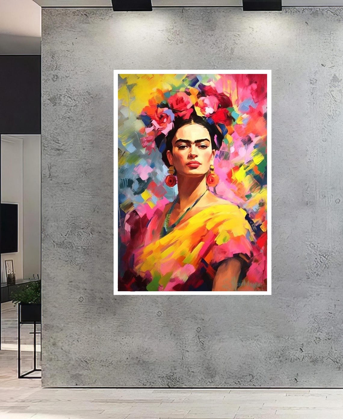 Frida Kahlo Portrait With Floral Crown Colorful Painting Art Poster - Image 2