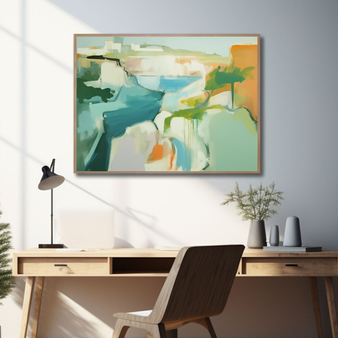 Colorful Mediterranean Watercolor Abstract Seascape Art Print - Image 2