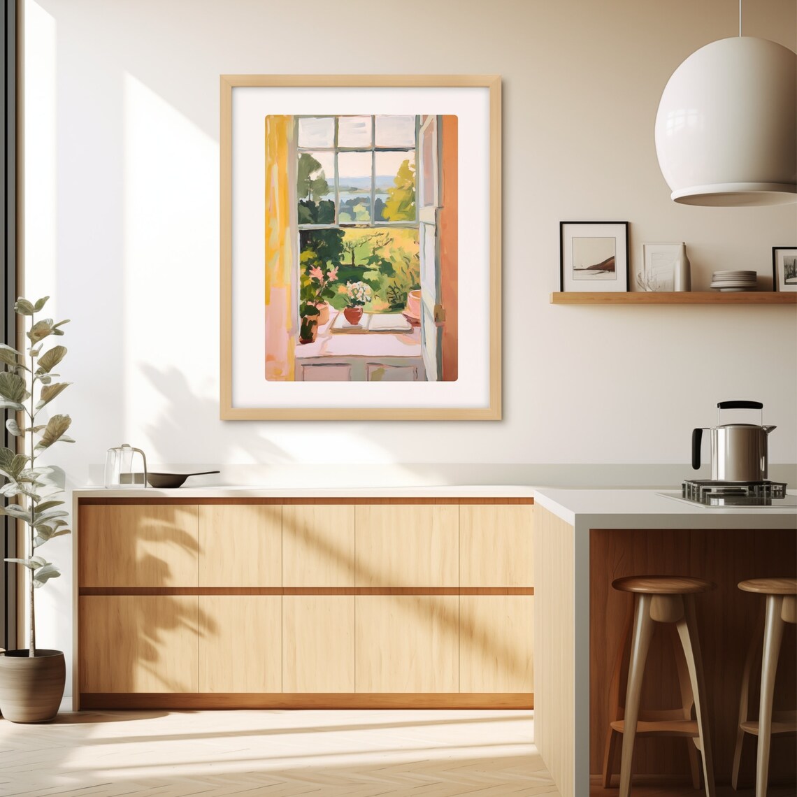 Window View Landscape, Open Window Painting Art Print - Image 3