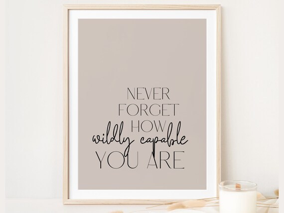Never Forget How Wildly Capable You Are Beige Office Affirmation Poster