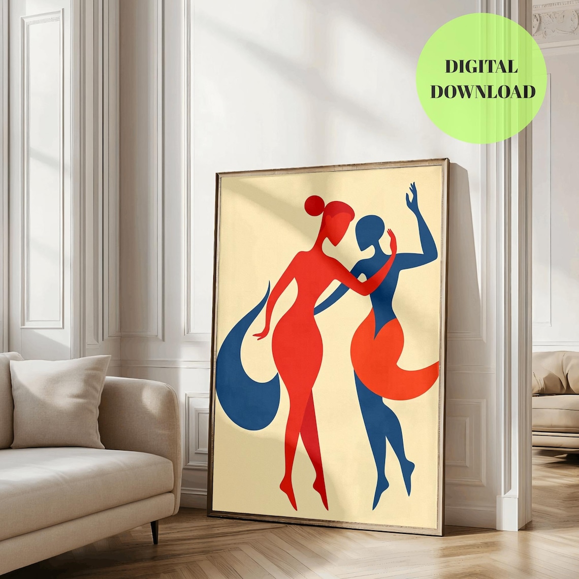 Abstract Dancer, Colorful Minimalist Figurative Illustration