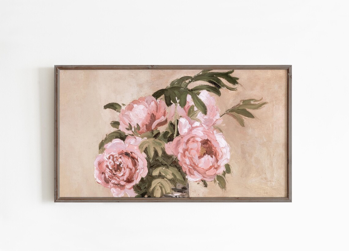 Vintage Roses Botanical Art Print, Neutral Floral - Image 2