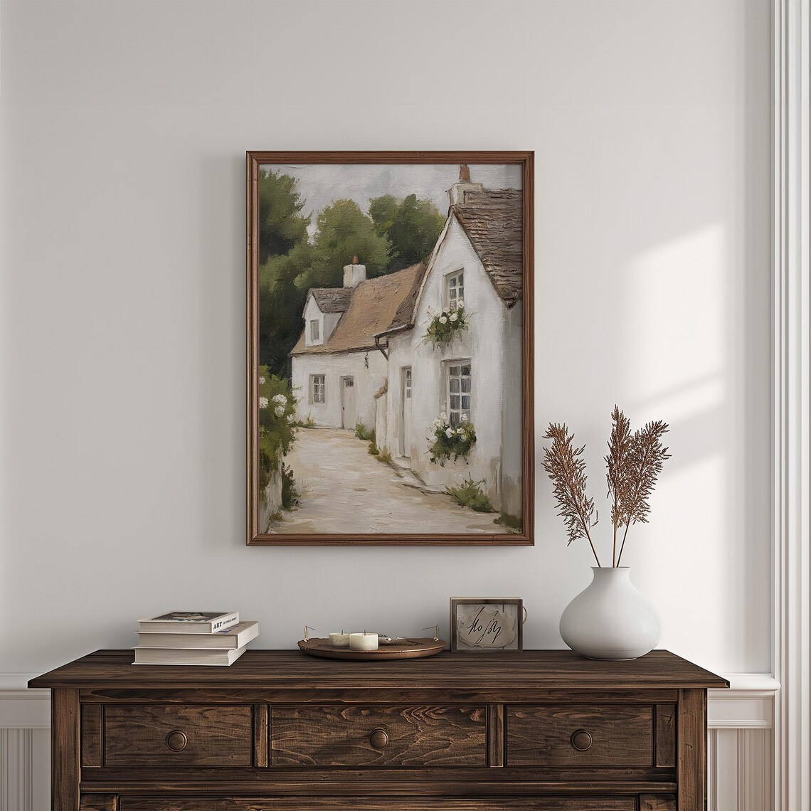 Vintage Rustic Cottage Painting, Country Home Art Print - Image 4
