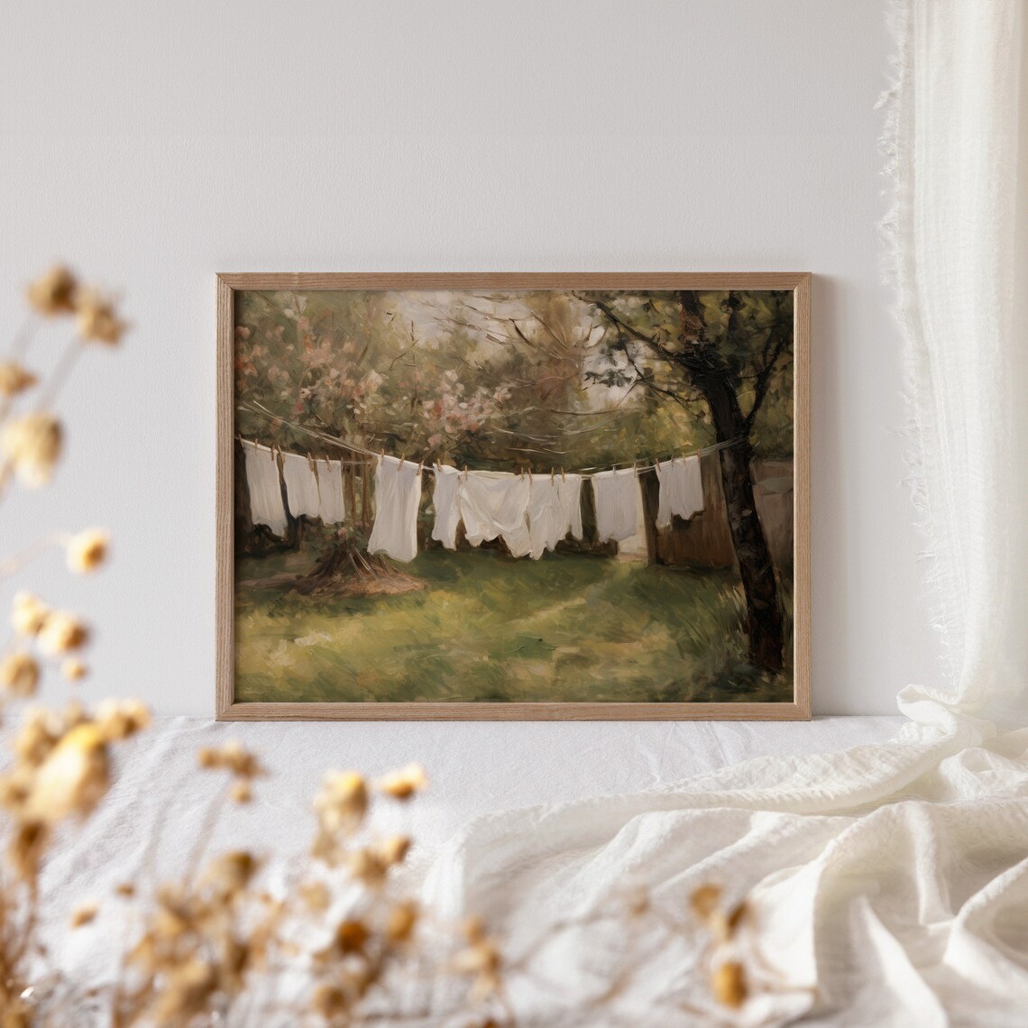 Antique Oil Painting Laundry Room Wall Art Print - Image 4