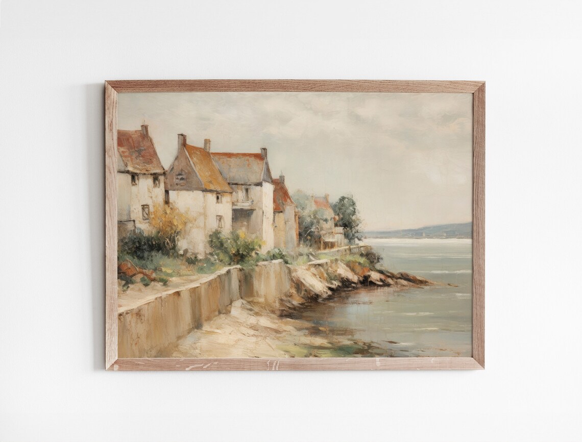 Neutral Beach Landscape Painting, Vintage Coastal Art Print - Image 3