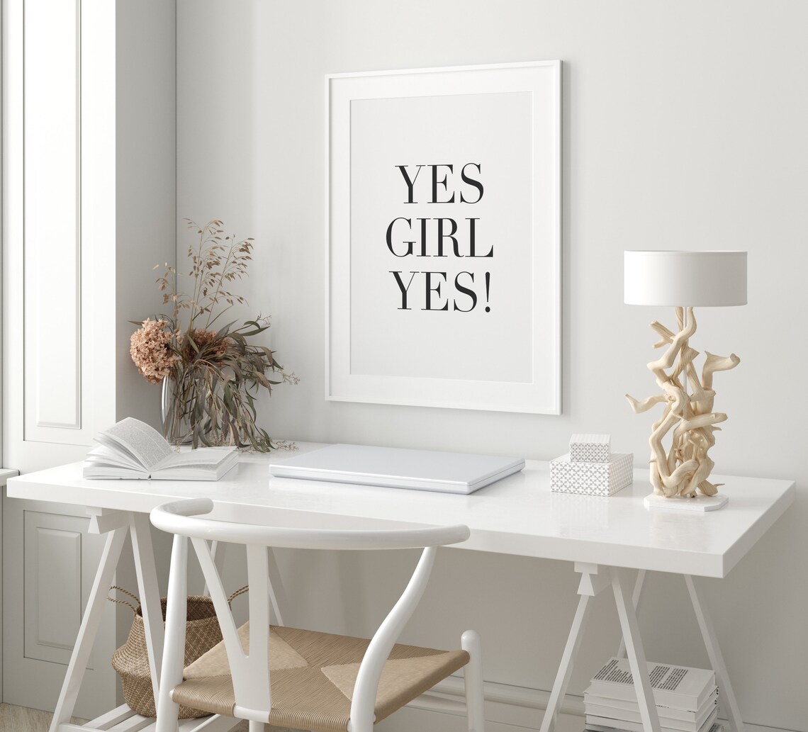 Yes Girl Yes Bold Serif Motivational Feminist Statement Poster - Image 2