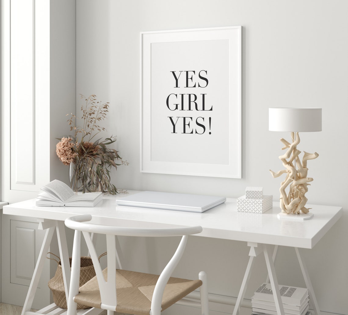 Yes Girl Yes Print Motivational Prints Bedroom Room Decor Prints For Woman Women Signs Girls Room Quote Office Wall Decor - Image 2